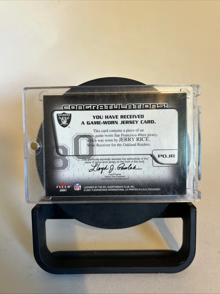 Camiseta deportiva Fleer Focus Property Of #POJR Jerry Rice 2001 usada en juegos Foto 2 de 2