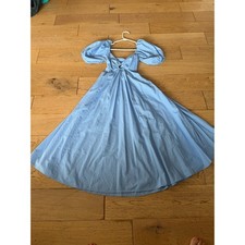 Abercrombie & Fitch Light Blue Puff Sleeve Midi Dress Tie Back XXSP (644)