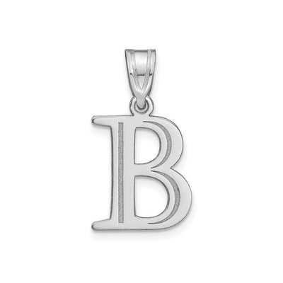 14k Weißgold Block Buchstabe B Anhänger Charm für Frauen oder Unisex minimalistisch Juwel