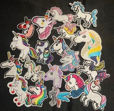 CUTE Iron-On Patches UNICORN colorful rainbow sparkly glitter winged YOU PICK