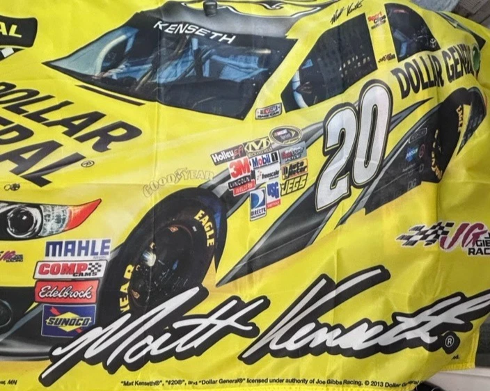 Bandera MATT KENSETH NASCAR #20 dólar amarillo general 3 x 5 pies carreras hecha en EE. UU. Foto 4 de 4