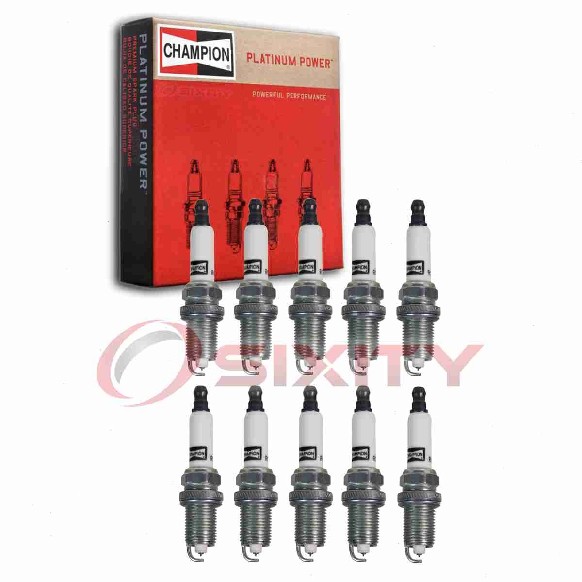 10 pc Champion Platinum Spark Plugs for 2007-2009 Audi S8 5.2L V10 Ignition vs
