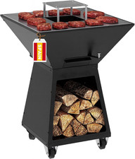 Barbecue a Legna Quadrato Professionale Con Braciere Con Mattoni Refrattari, Pla