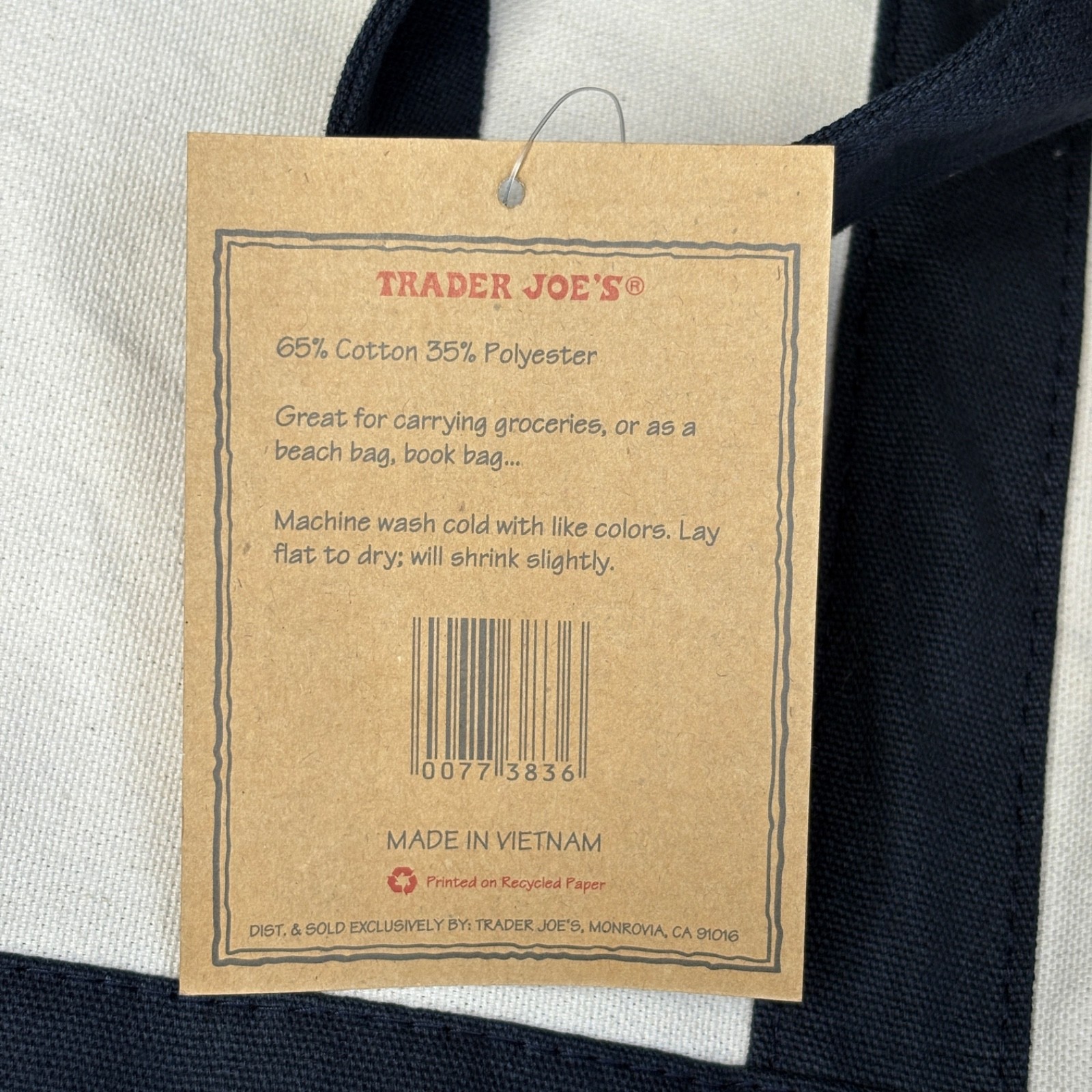 Trader Joe’s Large Canvas Tote Bag – Classic Edition - NEW/tag