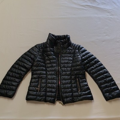 GUESS Girl s Black Puffer Jacket Full Zip Quilted Short Length Size 10