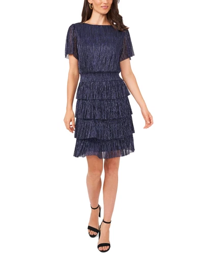 MSK Women's Metallic Tiered Fit & Flare Dress Blue Size X-Large - Picture 1 of 3