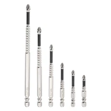 6pcs Anti Slip Phillips Impact Screwdriver Bit PH2 1/4" Hex Shank 2-6" Magnetic