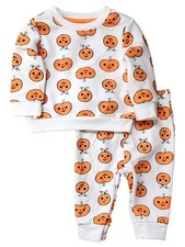 Infant Boys  Girls White  Orange Pumpkin Halloween Sweatshirt  Pants Set 3-6m