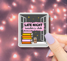 Late Night Reader  s Club Vinyl Sticker  Book Lover Sticker  Reading Aesthetic