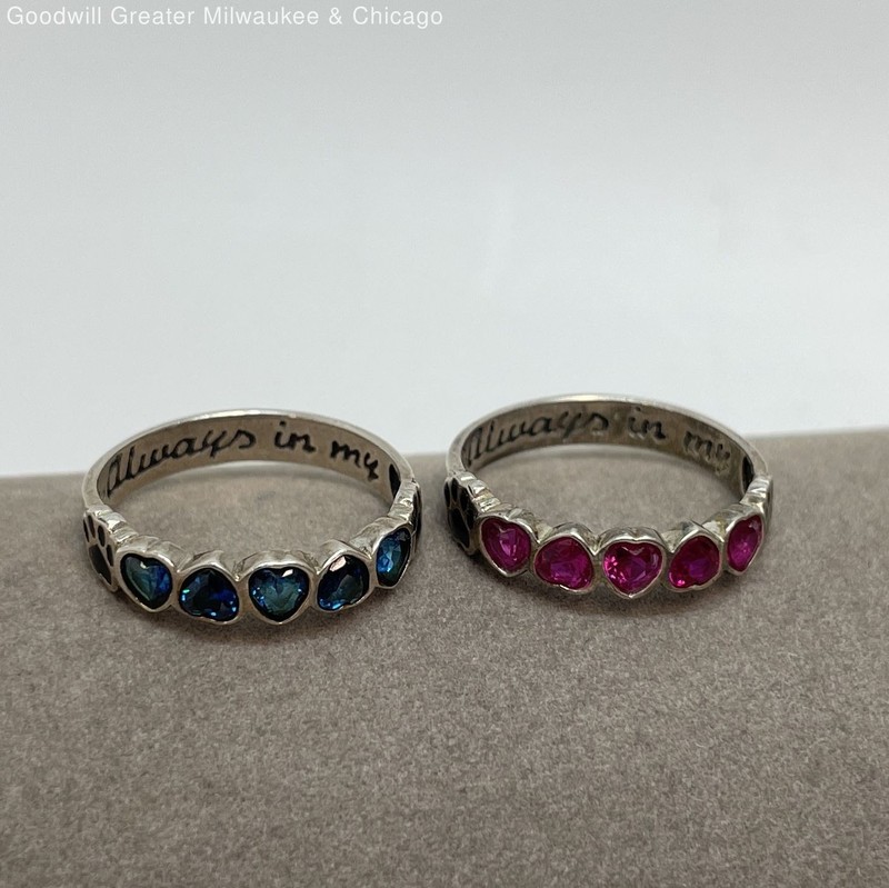 925 Sterling Ruby & CZ Paw Rings 4.1g