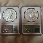 2023 $1 Morgan and Peace Silver Dollar 2pc Set NGC MS70 ER Morgan & Peace