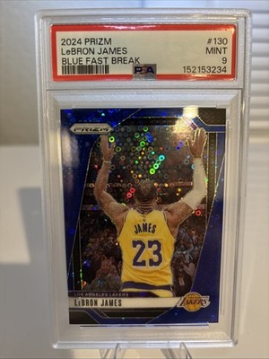 2024 Panini Prizm - LeBron James #130 Blue Fast Break Prizm 063/150 PSA 9