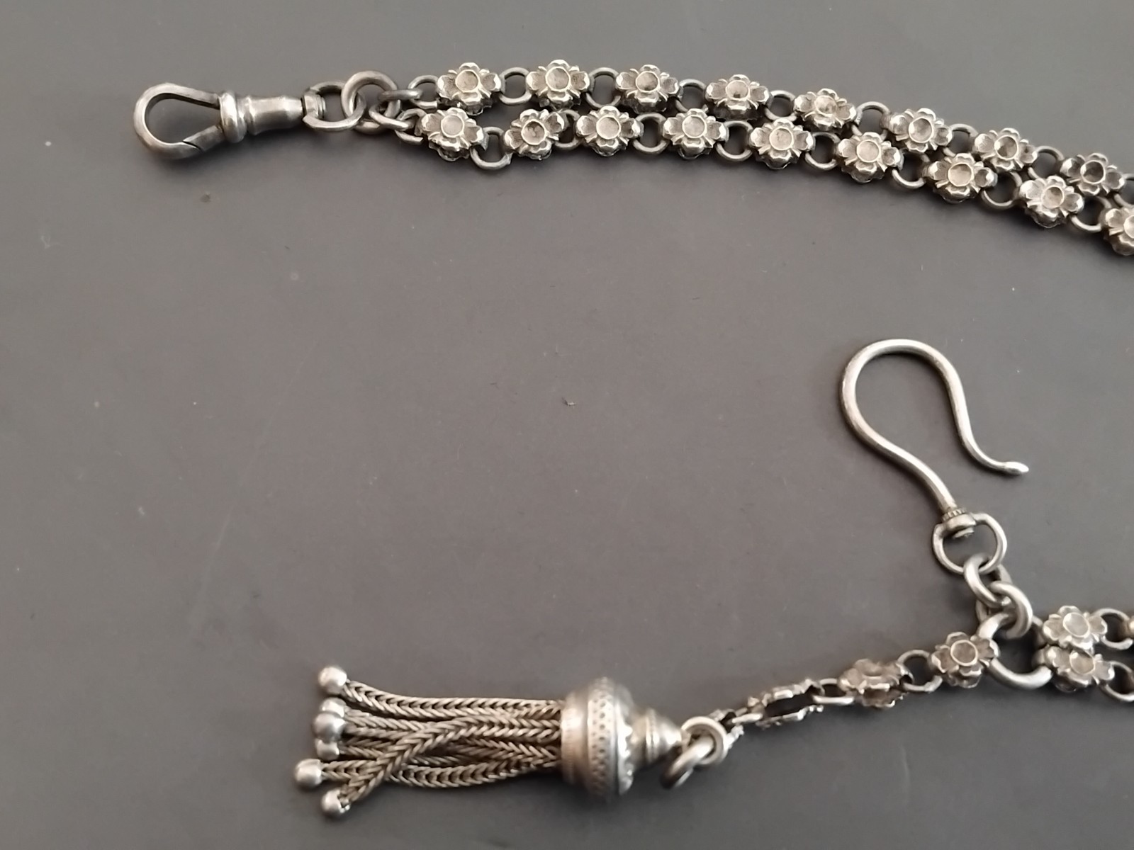 Solid Silver Gusset Watch Chain Solid Silver Guss… - image 8