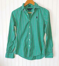 RALPH LAUREN Slim Fit Long Sleeve Button Front Shirt Women's Sz 6 / Small