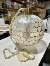 Serena & Lily Capiz Honeycomb Medium Round Pendant (22.5” DIAM)-Brass Gold