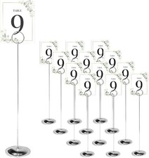 12pcs Stainless Steel Table Number Holder Stands 12in Heavy Base Chrome