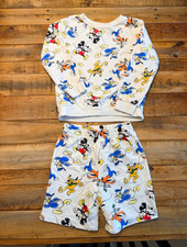 Disney Mickey  Friends Boys 5T 2pc Sweatshirt  Shorts Set White AOP
