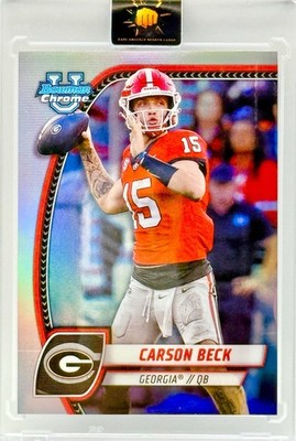 Carson Beck RARE SSP RC IMAGE VARIATION  REFRACTOR INVESTMENT CARD MIAMI HOT