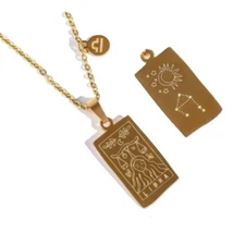 Libra Zodiac Pendant Necklace 18K Gold Electro-Plated Stainless Steel - Gold