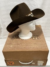 Vtg Bailey New West Diamond X Cowboy Western Hat 6" Crown4" Brim wBox Size 7 3/8