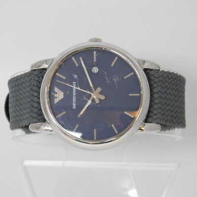 EMPORIO ARMANI AR-1731 Solid St. Steel Quartz Analog Men's Watch New Battery