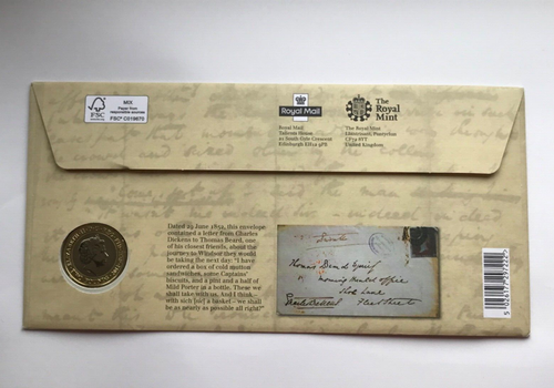 2012 CHARLES DICKENS 2 TWO POUND COIN BRILLIANT UNCIRCULATED BU COVER FDC - Picture 2 of 5