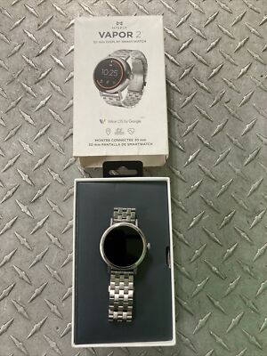Misfit Vapor 2 30mm Jet Black Case w/ Stainless Band Smartwatch Wear OS