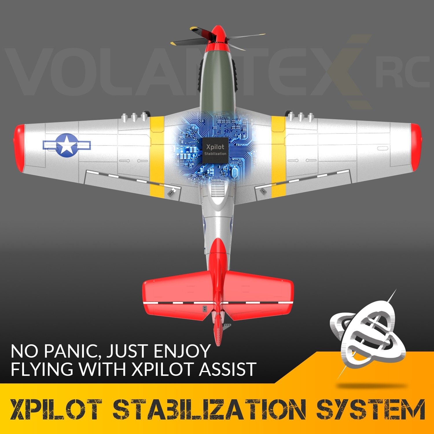 Volantexrc 4-CH P-51D Mustang RC Planes, ​RTF RC Airplane, One-Key Aerobatic