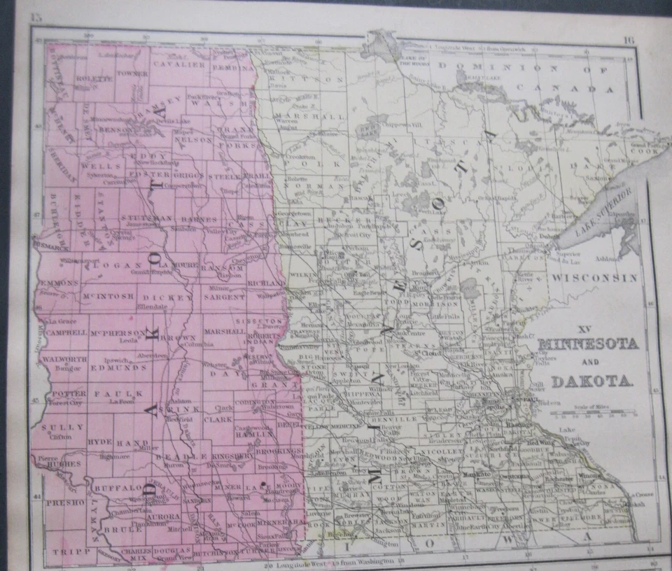 1887 Original Mitchell Maps: Minnesota  & Dakota TY -Sesseton Indian Res. & Neb. — 第 2/4 张图片