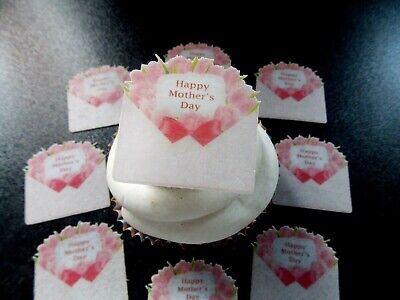 12 PRECUT Baby Girl Pink Hearts Edible wafer paper cake/cupcake toppers