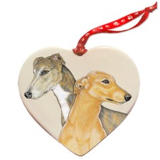 Greyhound Porcelain Heart Ornament