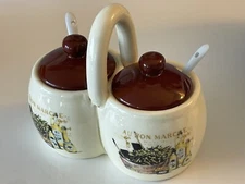 Ceramic Multi-Color Double Bowl Condiment Holder