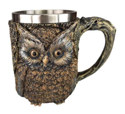 Krug Humpen Eule Gothic Mittelalter Uhu Metalleinsatz Fantasy Tankard Owl Magie