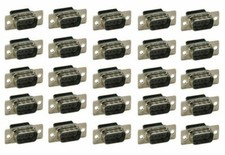 25 Pack DB9 D-SUB 9-Pin Male Crimp Pin Type RS232 Connector Assembly Cup Socket