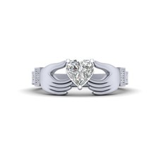 Traditional Irish Engagement Ring Heart Shape Simulated Diamond Claddagh Rings