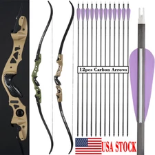 62" ILF Recurve Takedown Bow 25-60lbs Archery Hunting Shooting Carbon Arrows