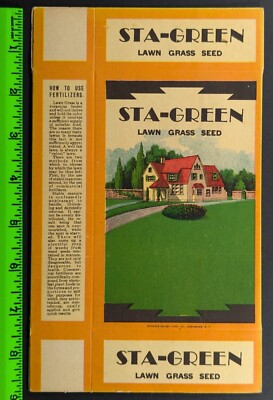 Vintage Sta-Green Lawn Grass Seed Fertilizer Unused Flattened Box