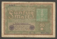 Germany 50 Mark; 24.6.1919; VG+; P-66; BNB-B222c; Reihe 3 - Printer: Brüxenstein