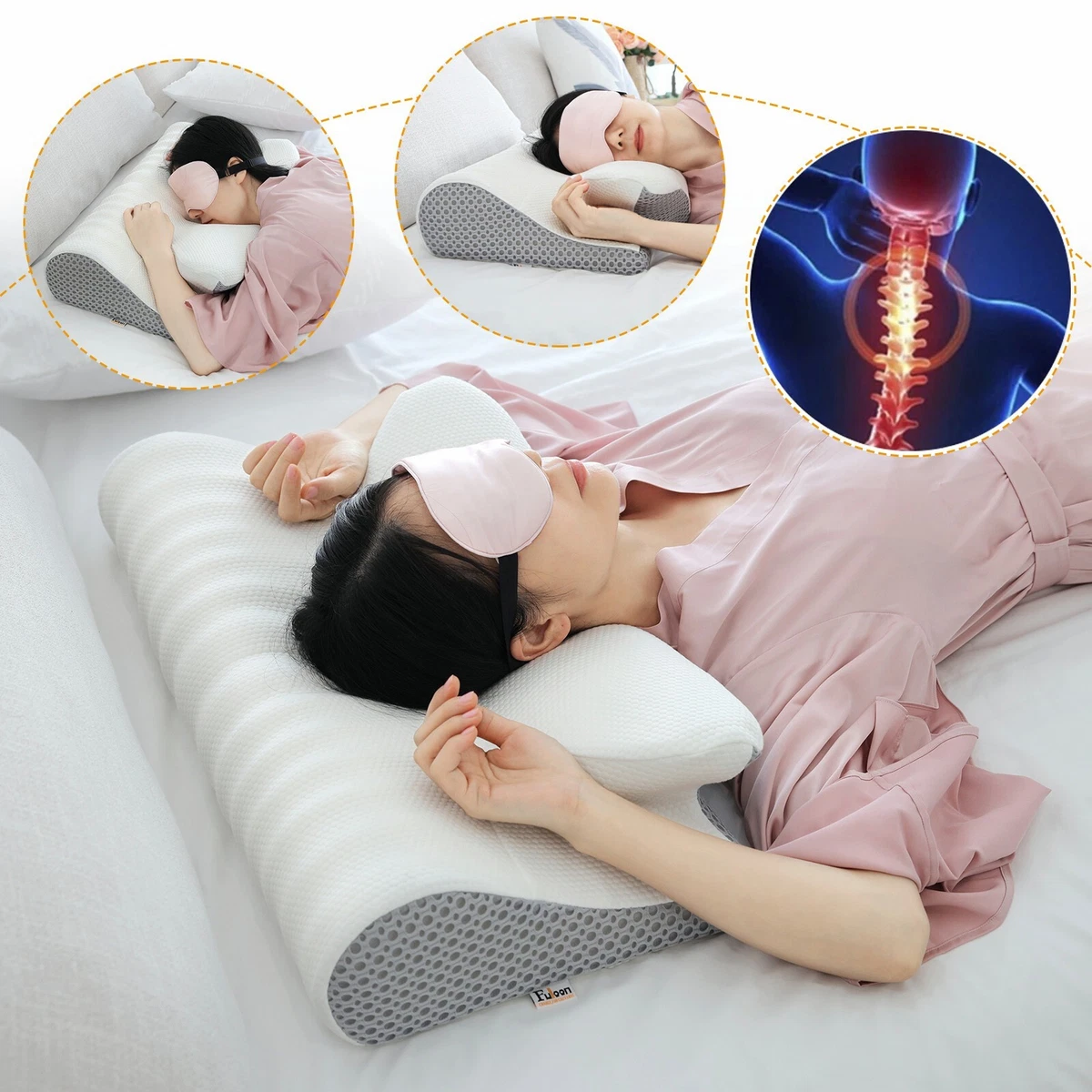 Memory Foam Pillows for Sleeping, Side, Backpain, Stomach Sleepers