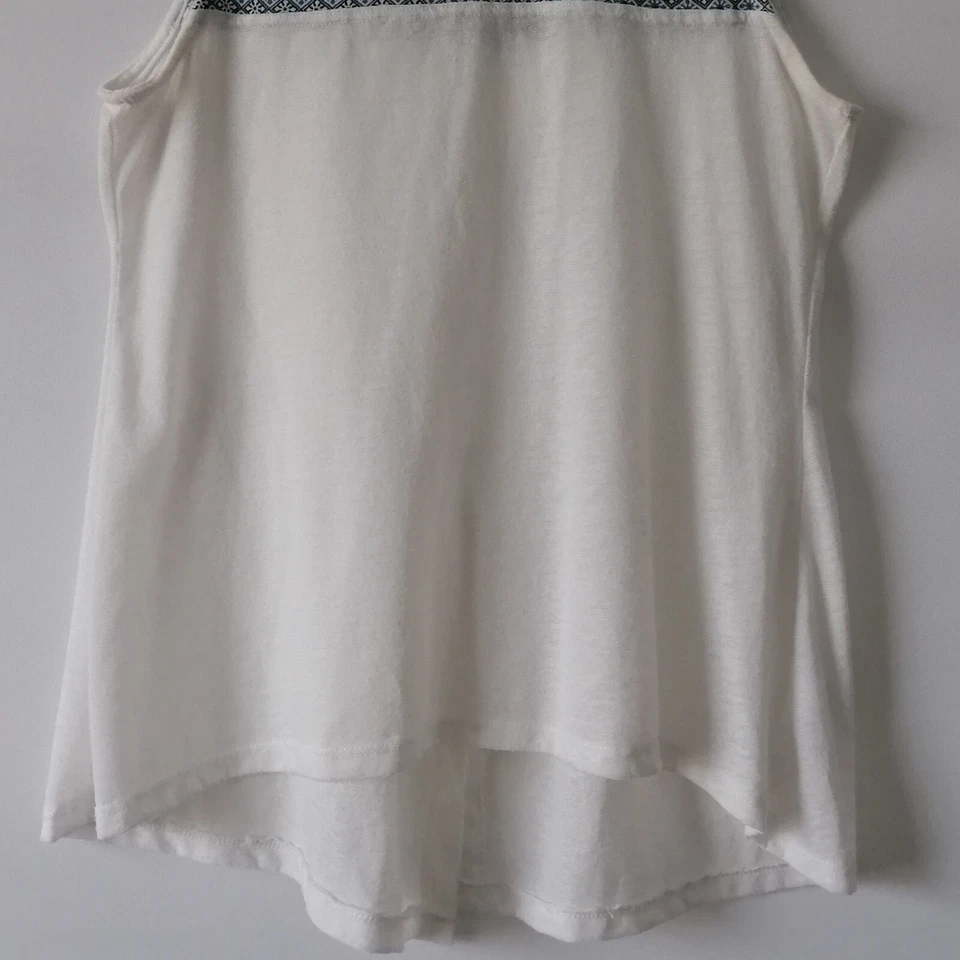 Camiseta sin mangas floral Coin 1804 para mujer sin mangas cuello redondo botón trasero talla S Foto 3 de 4