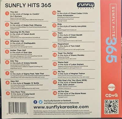 SF365      SUNFLY KARAOKE CDG VERY RARE, NOT SOLD IN THE USA  LOT UK