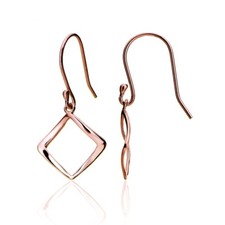 Rose Gold Tone over Sterling Silver Geometric Square Polished Dangle Earrings