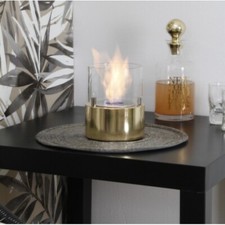 Biocamino da Tavolo Oro con Vetro Combustibile Camino da Appoggio Bruciatore