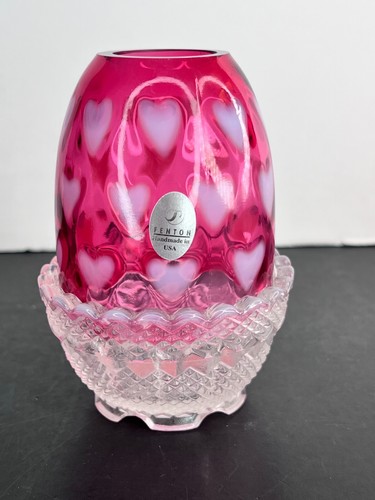 Fenton Cranberry Optik Herz Fee Lampe 2 Stück - 4905 CR - Bild 3 von 10