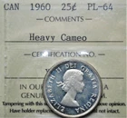 1960 Canada 25 cents ICCS graded PL-64 Heavy cameo