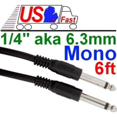6ft Mono1/4''Male~M Audio/Guitar/Amp/Microphone/PA/Mic Patch/Cable/Cord,6.35mm$SH