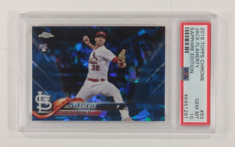 2018 Topps Chrome Jack Flaherty Sapphire Edition PSA 10 Gem Mint #93 - Image 2 of 4
