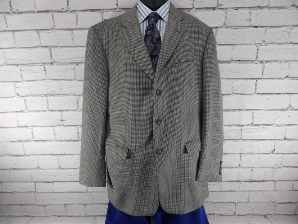 Casaco esportivo Burberry masculino 42L Houndstooth terno jaqueta 3 botões frente EUA Londres - Imagem 2 de 4