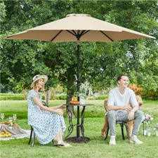 Patio Umbrella Market Umbrella w/ Push Button Tilt and Crank, Table Umbrella