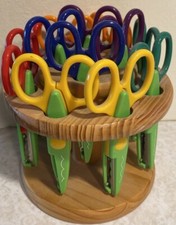 Paper Craft Edger Scissors w/ Wooden Rotating Stand 12 Scissors Lot